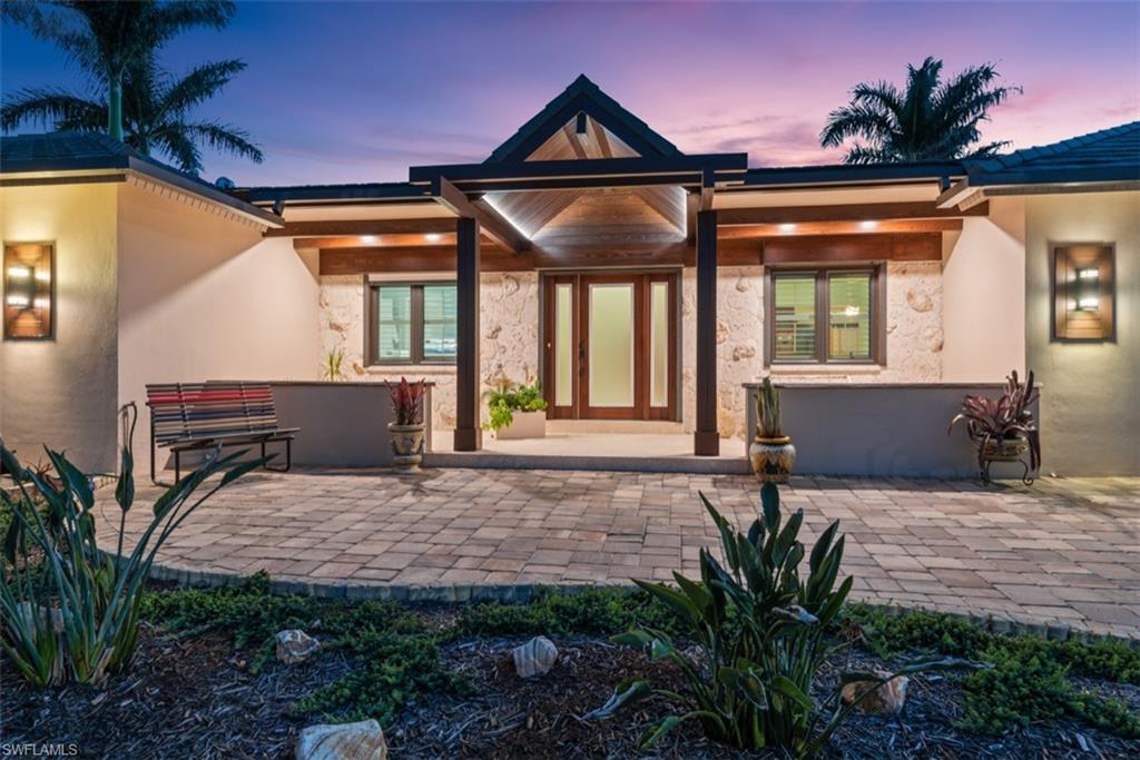Front elevation at dusk