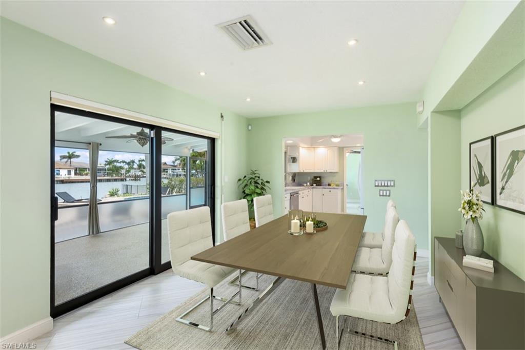 Dining room with the canal in view