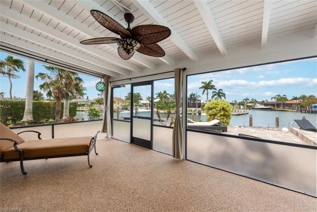 Screened lanai facing the water