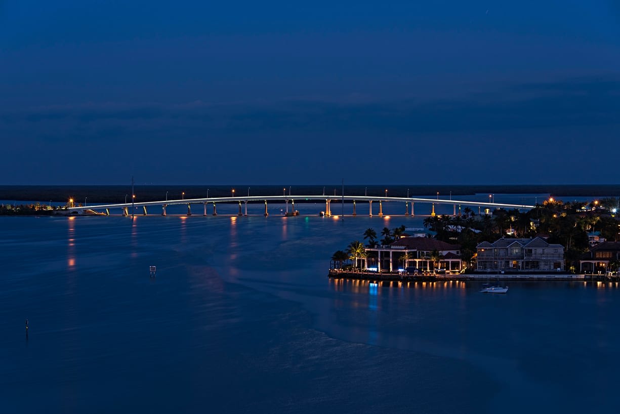 Marco Island bridge at blue hour